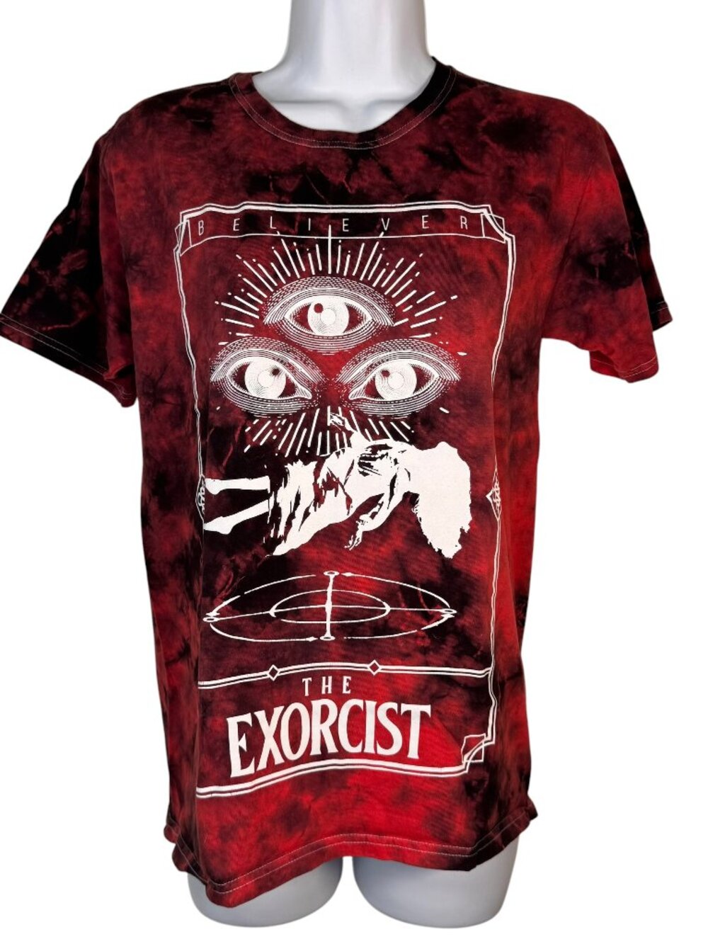 The Exorcist T-shirt Believer Tarot Card Red Tie Dye Horror Movie Film Occult S